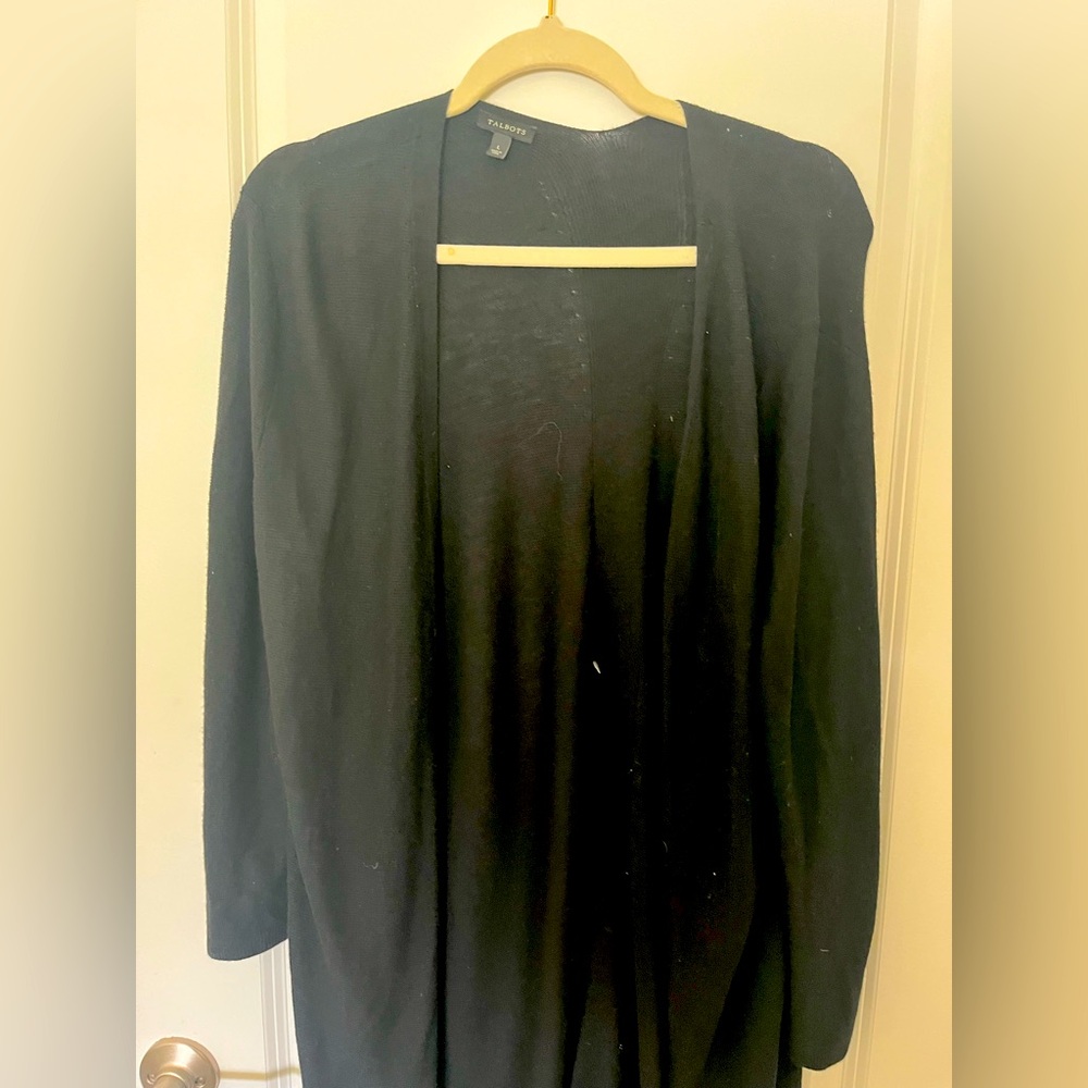 Talbots long light weight black cardigan